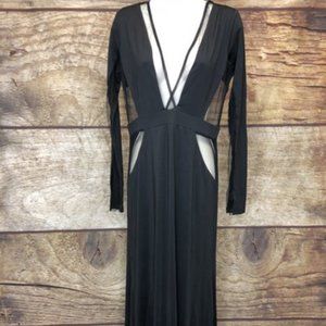 Blithe Large Black Deep V Open Mesh Cocktail Dress